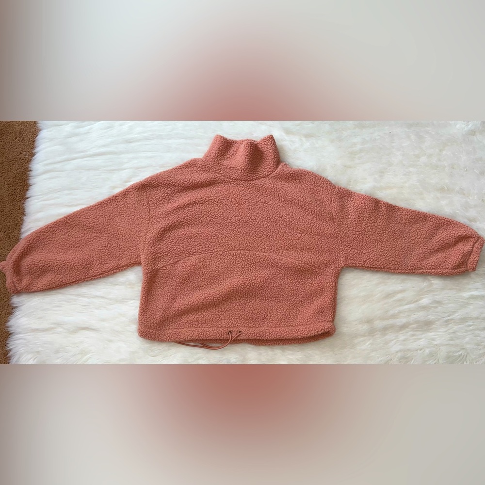 Old Navy Salmon Fuzzy Turtle Neck Sweatshirt with Waist Tie